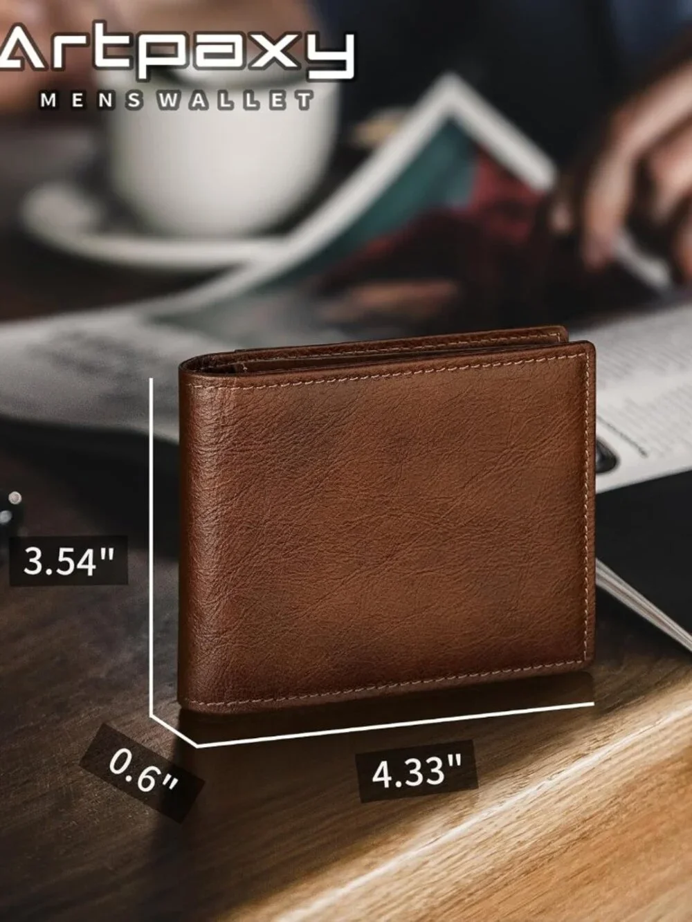Genuine Leather Bifold Wallet for Men | RFID Blocking, 1 ID Window, 13 Card